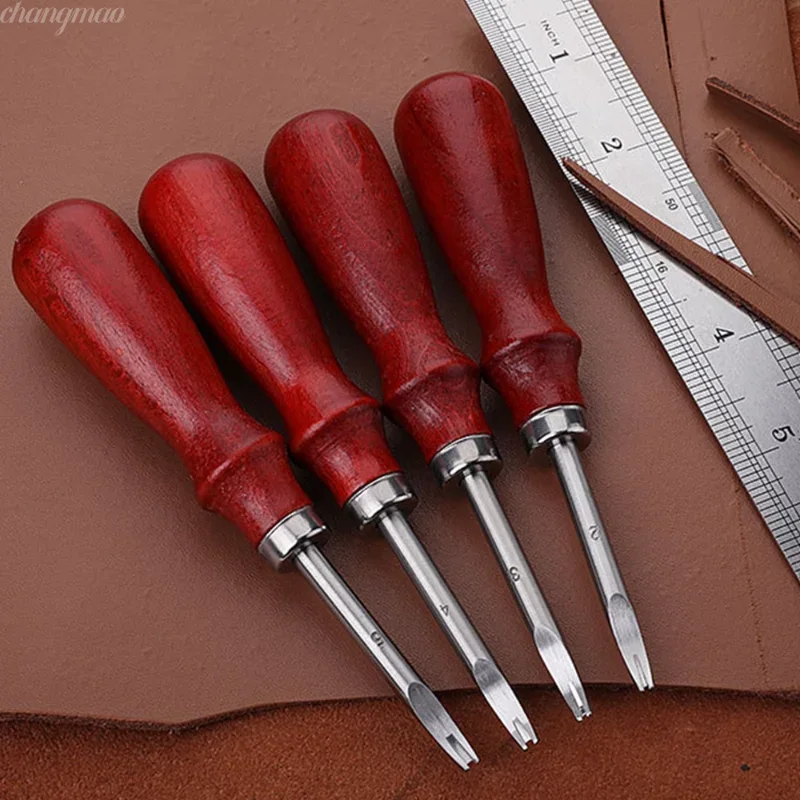 Leather Edge Beveler Set - มีดตัดขอบหนัง 1 ชิ้น พร้อมด้ามไม้ สำหรับงานฝีมือ DIY