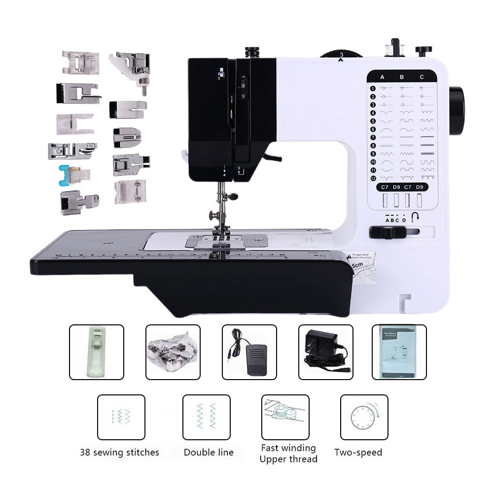 Singer Heavy Duty Sewing Machine - เครื่องเย็บผ้าแบบพกพาขนาดเล็กถอดเปลี่ยนได้ใช้ง่าย38เข็ม Overlock ปุ่มเริ่มถักด้วยไฟฟ้าพร้อมโต๊ะเหยียบ