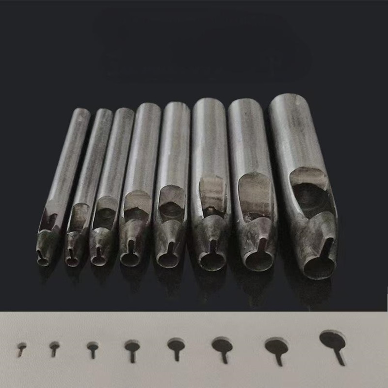 Hand Press Hole Punch Leather - เครื่องมือเจาะหนังพร้อมรูและหาง ตัวเจาะลายหนังสำหรับงานฝีมือ แม่พิมพ์ลาย DIY สำหรับเข็มขัด ใบมีดเจาะหนังคมกริบ