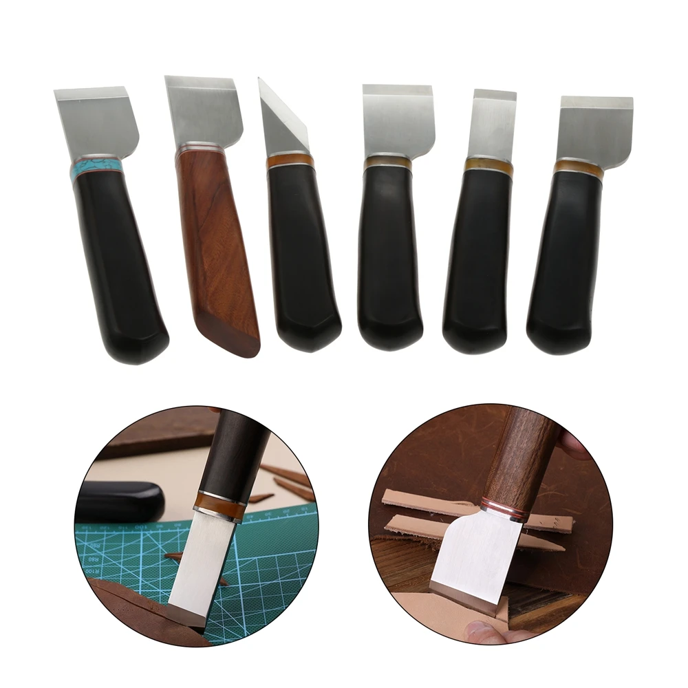 Leather Skiving Machine - 1Pc หนังตัดมีดหัตถกรรม Skiving เครื่องมือโกนหนวดชั้นปิดขอบปลอดภัยตัดใบมีดเหล็กไม้ DIY Sew