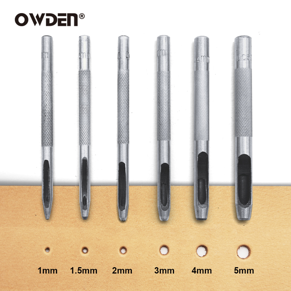 Hand Press Hole Punch Leather - 6pcs หนังเจาะรูเครื่องมือเหล็ก Hollow Round Hole Puncher-Sharp,ทนทานเครื่องตัดกลมสําหรับนาฬิกา,เข็มขัด,กระดาษ