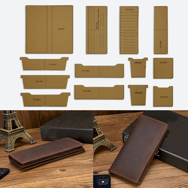 Leather Creaser Machine - YOMDID 13PCS กระเป๋าสตางค์พับยาวทํากระดาษคราฟท์ DIY หนังแผ่นแม่พิมพ์ Handmade