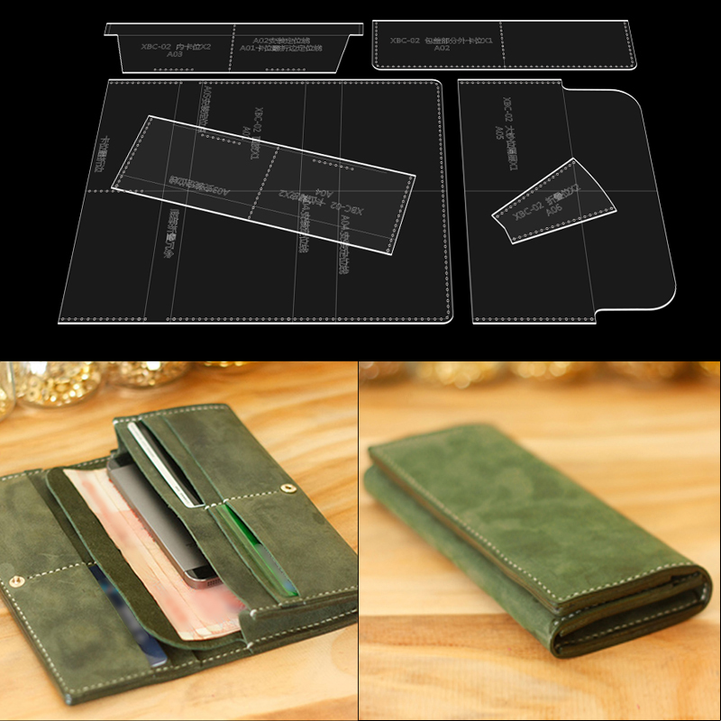 Leather Creaser Machine - YOMDID กระเป๋าสตางค์ยาวแม่แบบเครื่องมือหนังอะคริลิคทนทานหนังลายฉลุกระเป๋าสตางค์ DIY ทําด้วยมือแม่พิมพ์ Handcraft อุปกรณ์เสริมหนัง