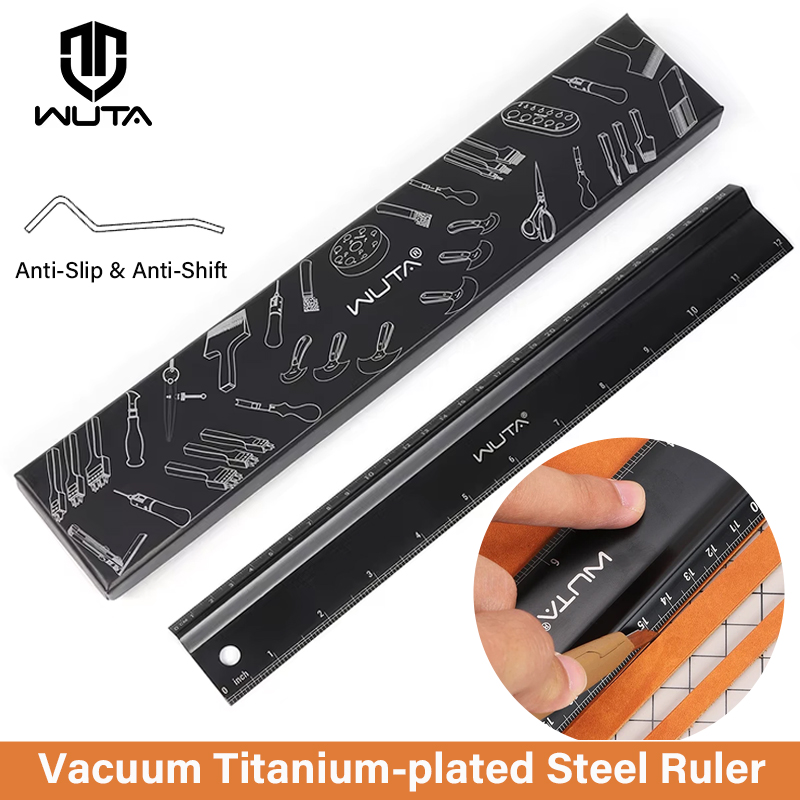 Leather Splitting Machine - WUTA หนังตัดไม้บรรทัดไม้บรรทัดความปลอดภัยไทเทเนียมชุบสแตนเลสป้องกันไม้บรรทัดโลหะ 30 ซม.12 นิ้วลื่นเครื่องมือหัตถกรรม