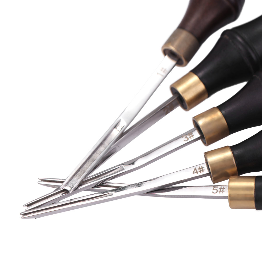 Leather Edge Beveler Set - เครื่องมือลบคมหนังแบบมืออาชีพ ด้ามจับไม้ใช้งานได้จริง ปากกว้าง พกพาสะดวก